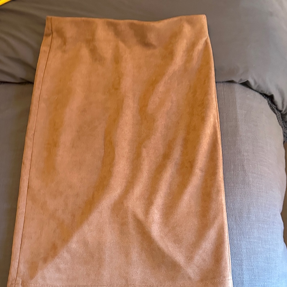 Elegant Tan Suede Women's Skirt